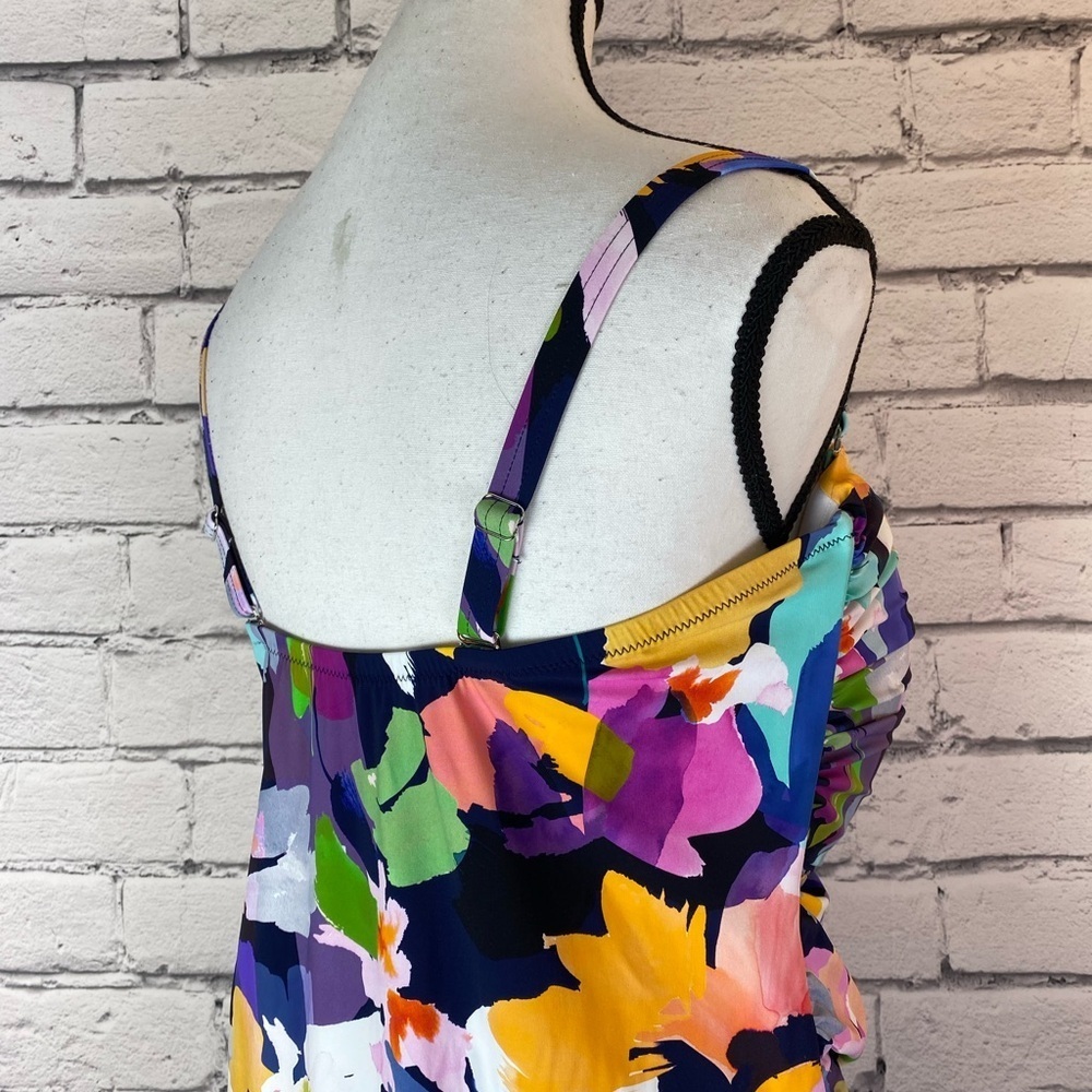 Profile By Gottex Holi Floral Abstract One Piece Bathing Suit Size 22W Bandeau - Picture 7 of 15